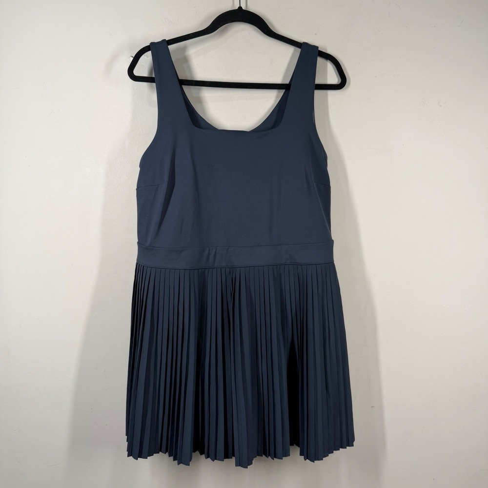 All In Motion Womens Navy Blue Pleated Active Dress XXL Square Neck Athleisure